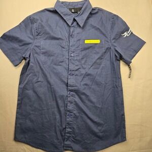 Pink Floyd Kids Button Up Shirt Navy Blue Short Sleeve Lets Rock Size 16/18 XL